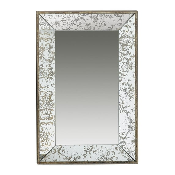 16" x 24" Rectangle Vintage Style Wall Mounted Accent Mirror - Black
