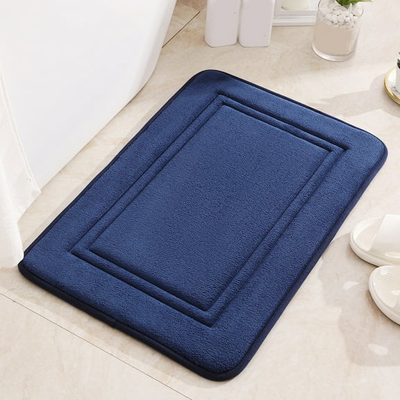 16" x 24" Upgraded 3D Brick Pattern Memory Foam Bath Rug, 0.75" Thick Soft Velvet Absorbent Bathroom Mat, Non-Slip Machine Washable Spa Rug for Shower, Kitchen and Bedroom, 1-Piece