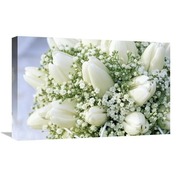 16 x 24 in. Bouquet of White Tulips & Babys Breath Art Print - Jan Vermeer