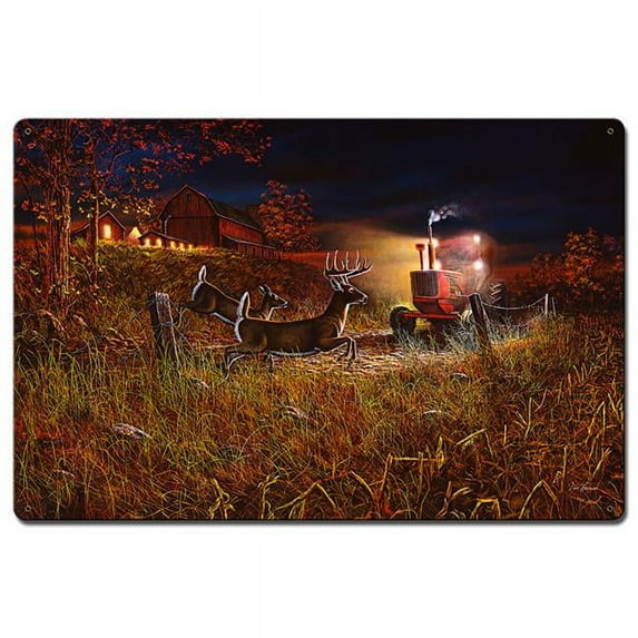 16 x 24 in. Field Of Dreams Deer Satin Metal Sign