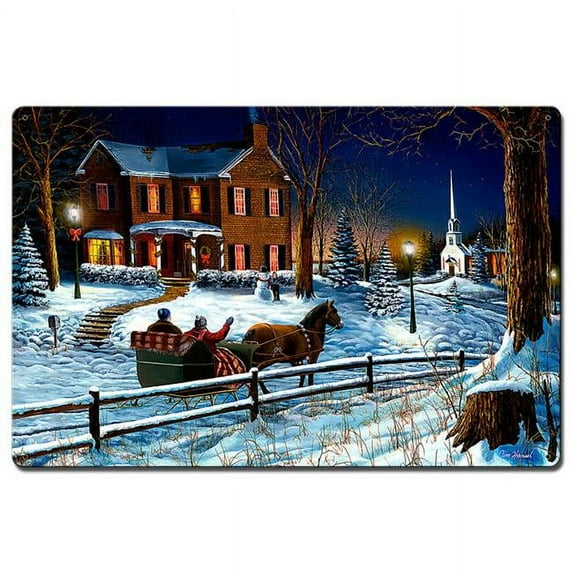 16 x 24 in. Home For Holidays Satin Metal Sign