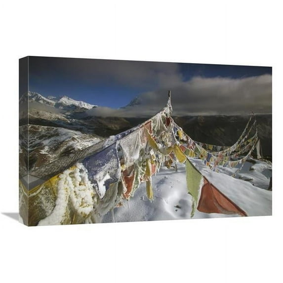 16 x 24 in. Iced Up Prayer Flags, Dzong Ri, Sikkim Himalaya, India Art Print - Colin Monteath