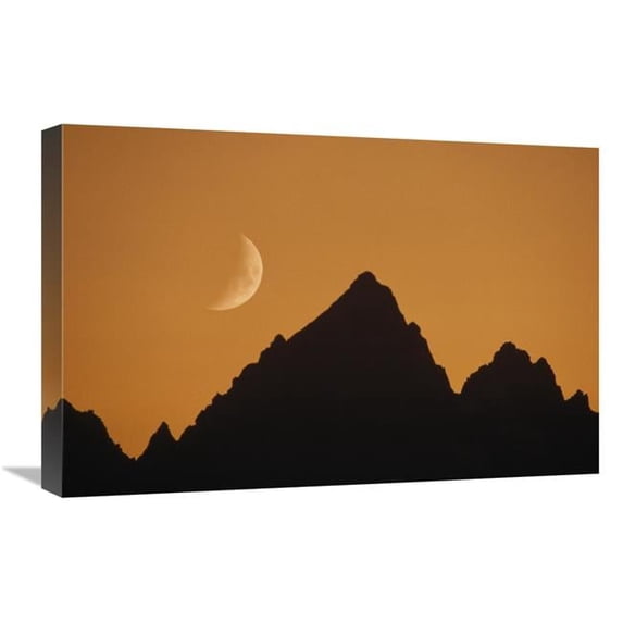16 x 24 in. Moon Over Rocky Mountains, Grand Teton National Park, Wyoming Art Print - Gerry Ellis