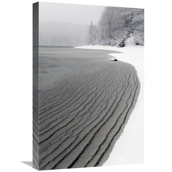16 x 24 in. Pleated Ice Along Lake Shore in Winter, Nova Scotia, Canada Art Print - Scott Leslie