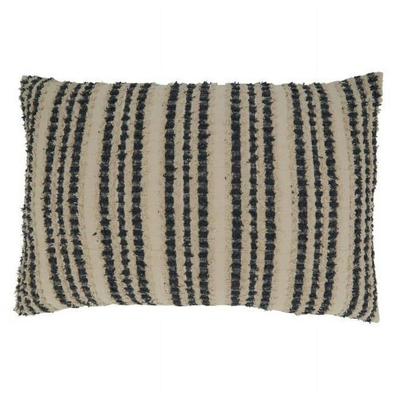 16 x 24 in. Striped Down Filled Oblong Pillow, Black & White