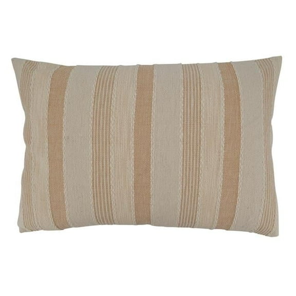 16 x 24 in. Striped Poly-Filled Oblong Pillow, Ivory