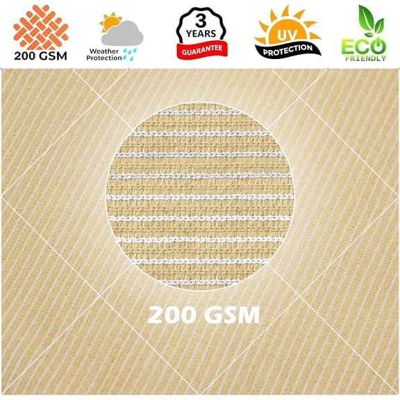 16' x 24' x 28.8' Beige Right Triangle Sun Shade Sail Order to Make RTAPT32, UPF50+ 95% UV Blockage, 200GSM Commercial Standard Heavy Duty, 3 Years Warranty (We Make Custom Size)$$Garden & Patio