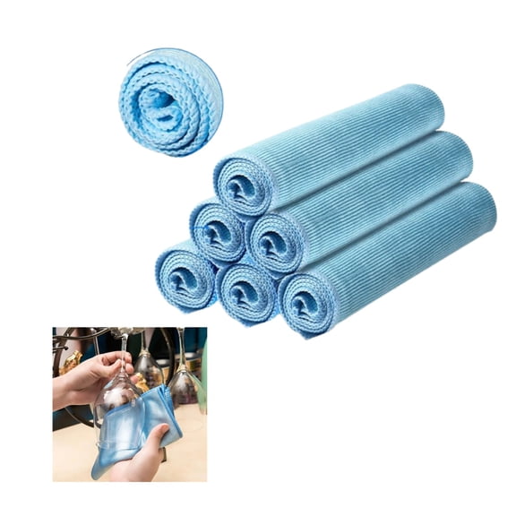 16 x 24in Microfiber Cloth Glass Cleaning Polishing Cloths (16 x 24in) Microfiber Cloth for Glasses Reusable Cleaning Towels for Windows Windshields Mirrors Stainless Steel,( 5 Pcs Blue)