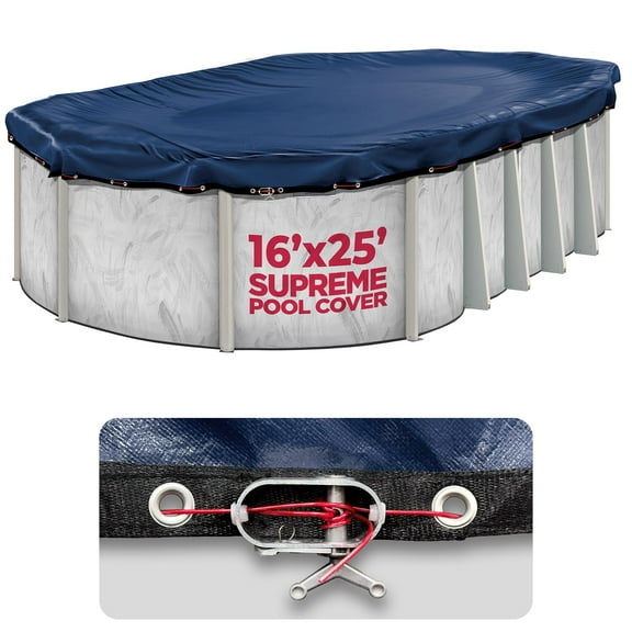 16 x 25 ft Oval Pool Covers for Above Ground Pools, Oval Winter Pool Cover, Navy Blue