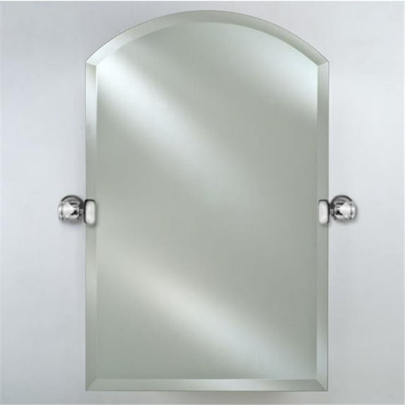16 x 25 in. Radiance Frameless Beveled Arch Top Mirror with Decorative Transitional Polished Chrome Tilt Brackets