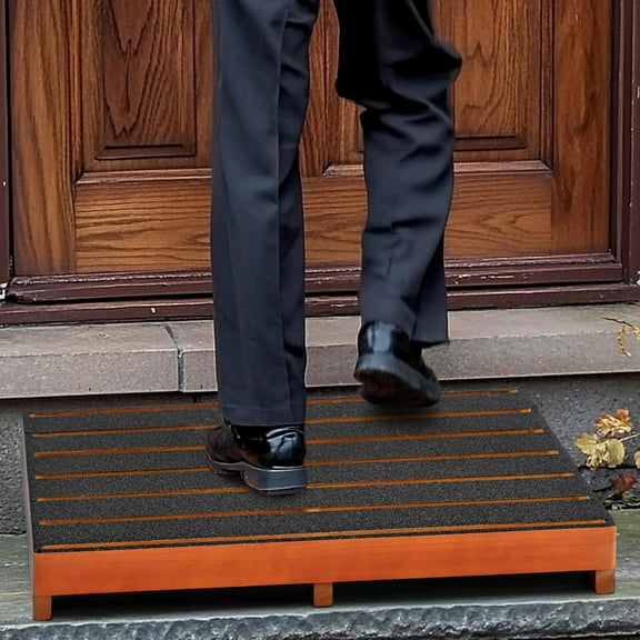 16 x 25 x 3.5 in One Step Stool for Adults with Non-Slip Rubber Tape, Wooden Platform Mobility for Seniors Adults, 150 Lbs Portable Steps for High Beds, Bathroom, Bedroom, Kitchen, Bedside Support