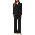 thumbnail image 1 of DARING DIVA Women's Button Down Knit Pajamas Sets XS Black, 1 of 7