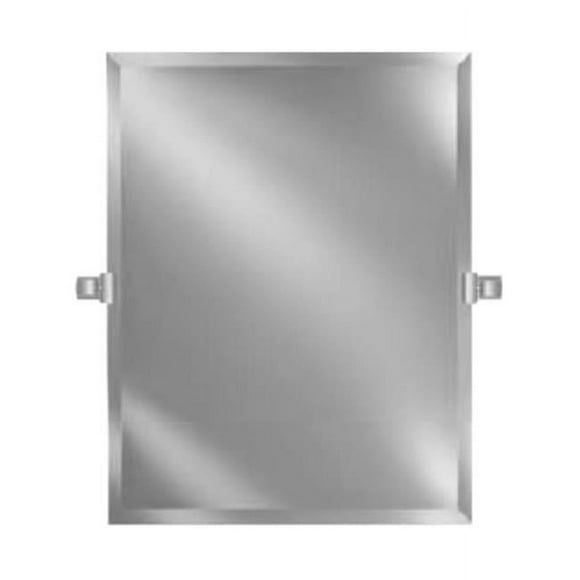 16 x 26 in. Radiance Frameless Beveled Rectangle Mirror with Decorative Transitional Polished Nickel Tilt Brackets