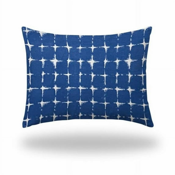 16 x 4 x 12 in. Blue & White Enveloped Gingham Lumbar Indoor & Outdoor Pillow