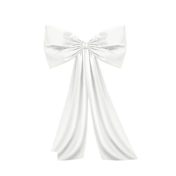 16 x 43 Inch Extra Large Christmas Satin Bows Tree Topper, Red Velvet Double-Layer Bows for Wreath Wall Party Decorations, White, Bow