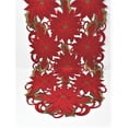 thumbnail image 1 of 16 x 45 in. All Red Poinsettia with Green Leaves & Gold Trim Table Runner, 1 of 1