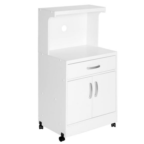 16 x 45 x 23.5 in. Shelby Kitchen Wooden Microwave Cart, White