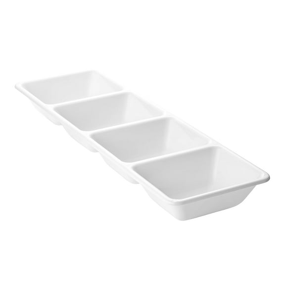 Smarty 16" x 5" White 4-Section Rectangular Disposable Plastic Tray 24ct