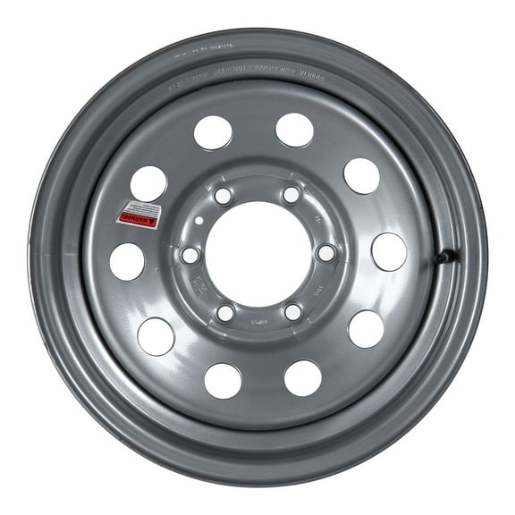16" x 6" - 6 Lug Silver Mod Solid Steel Trailer Wheel Rim - 6 x 5.5" Bolt Pattern