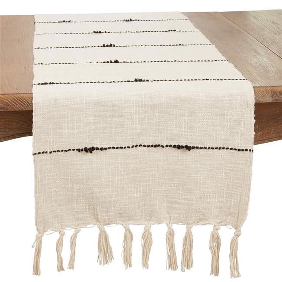 16 x 72 in. Boho Chic Stripe Woven Oblong Table Runner, Natural