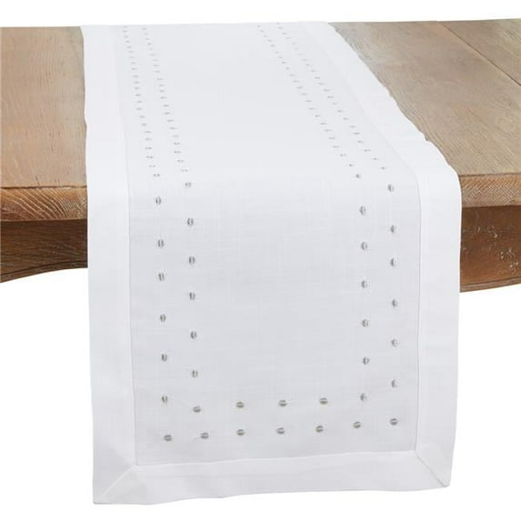 16 x 72 in. Charming Polka Dot Oblong Table Runner with Classic Design, Silver
