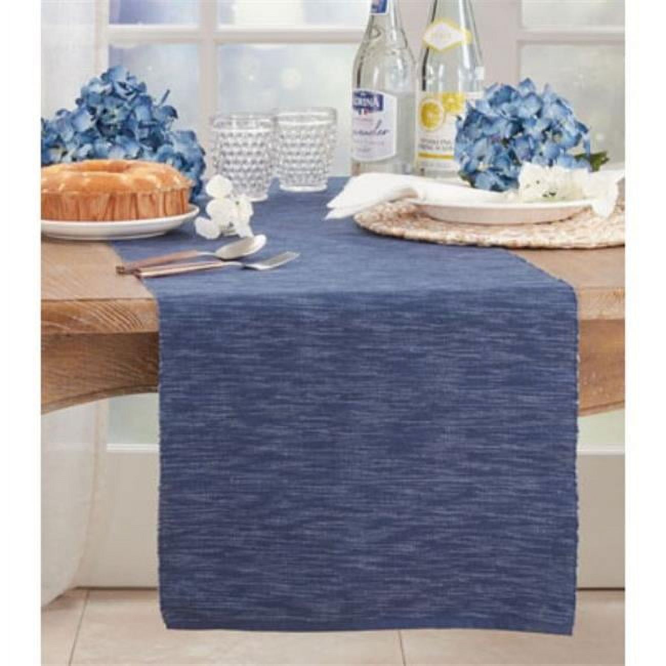 Navy Blue Cotton Classic Design Table Runner