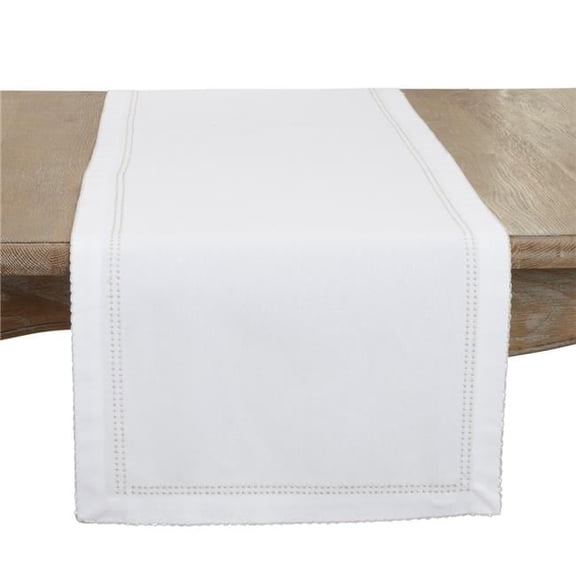 16 x 72 in. Detailed Edge Embroidery Table Runner, Silver