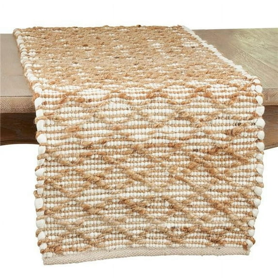 16 x 72 in. Diamond Chindi Table Runner, Ivory