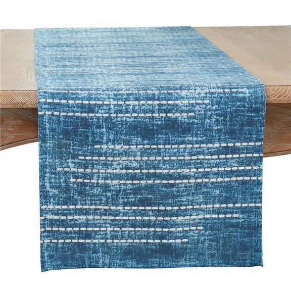 16 x 72 in. Foil Print Dash Line Oblong Table Runner, Silver