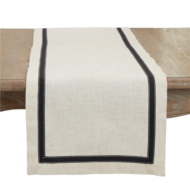 Black and Beige Grosgrain Accent Table Runner, 16" x 72"