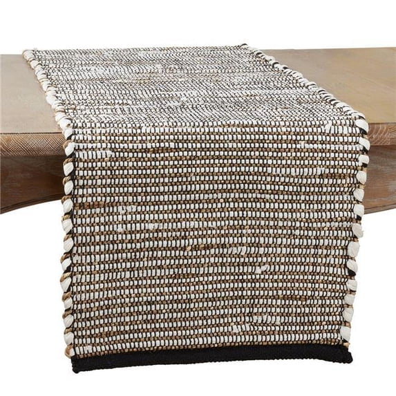 16 x 72 in. Jute Oblong Table Runner, Black & White