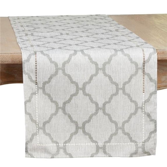 16 x 72 in. Laser-Cut Hemstitch Runner, Gray