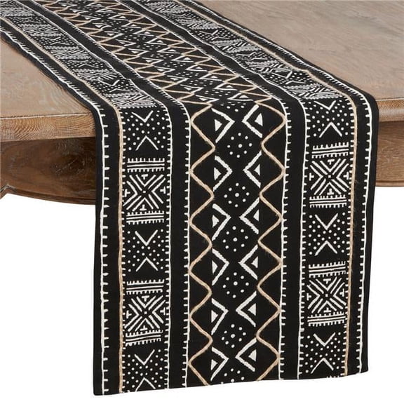 16 x 72 in. Mud Cloth Table Runner, Black