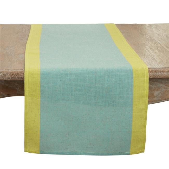 Turquoise and Yellow Polyester Rectangle Table Runner