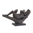 thumbnail image 1 of 16" x 9" Bronze Resin Patina Relaxing Frog Sculpture, by DecMode, 1 of 10