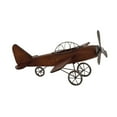 thumbnail image 1 of 16" x 9" Brown Wood Airplane Sculpture with Gray Metal Accents, by DecMode, 1 of 14