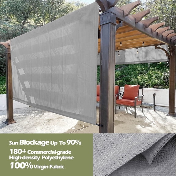 16' x 9' Gray HDPE Pergola Replacement Canopy with Rod Pockets for Patio