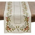 thumbnail image 1 of 16 x 90 in. Embroidered Pinecone & Holly Table Runner, Natural, 1 of 1