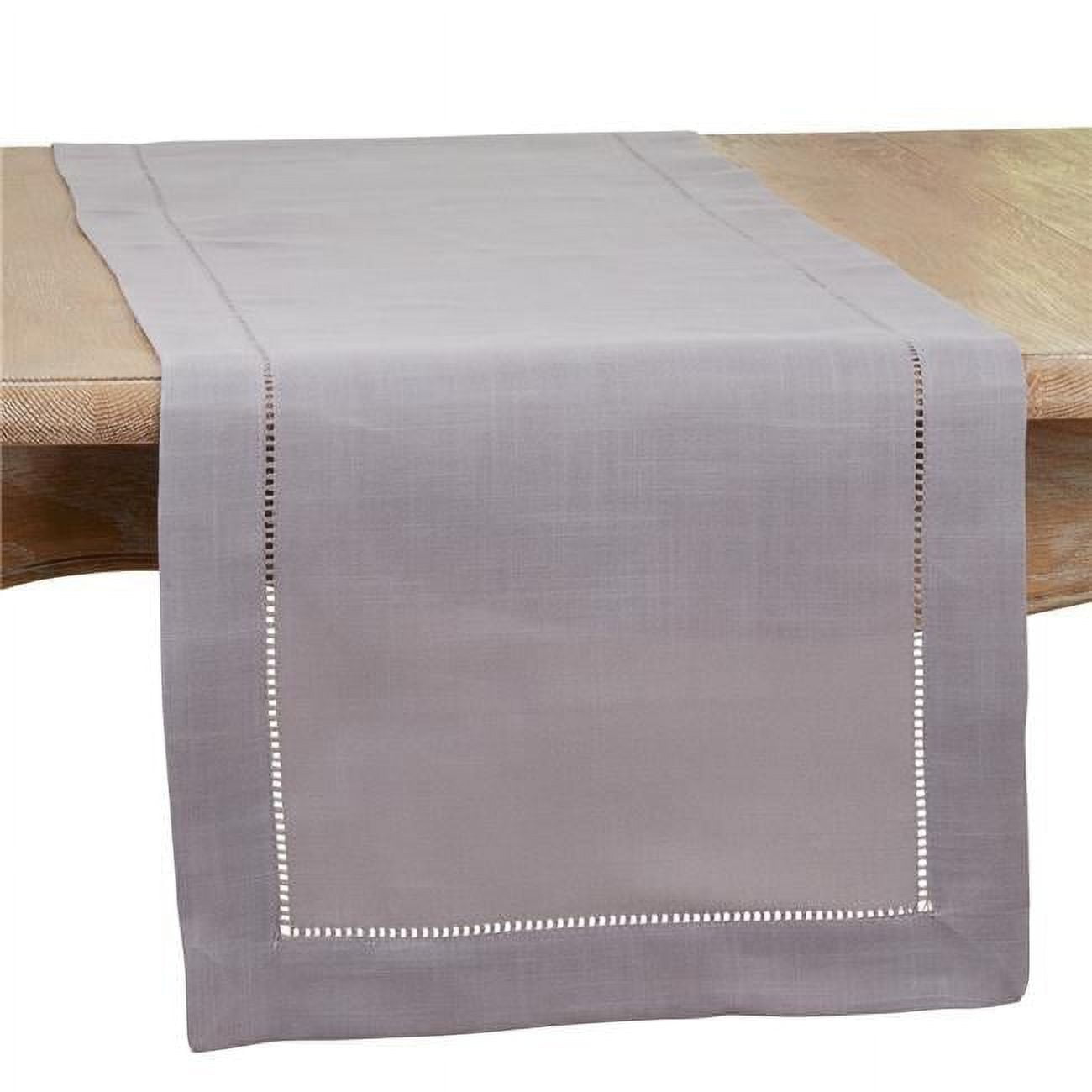 Slate Gray Hemstitched Polyester Table Runner, 16" x 90"