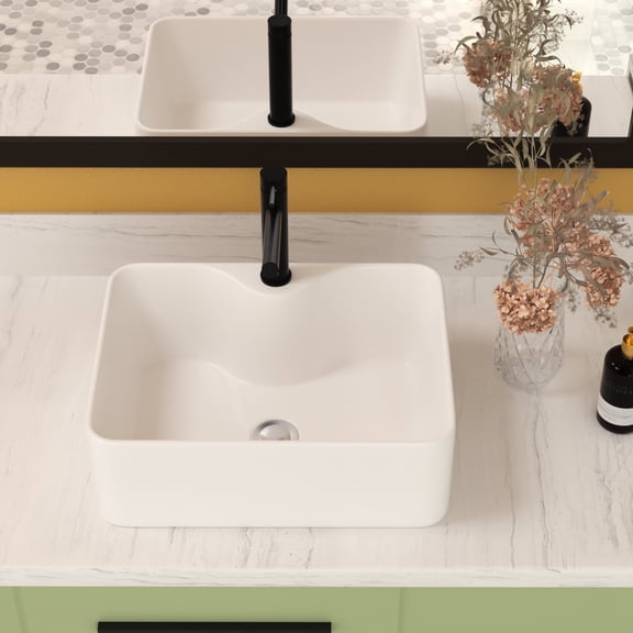 16"x12" Ceramic Rectangular Shape | For Modern Bathroom Decoration | Low - Maintenance, Sturdy Sink