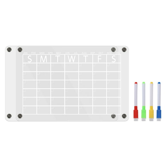 16"x12" Magnetic Acrylic Calendar for Fridge and Clear Dry Erase Board, Monthly Planner