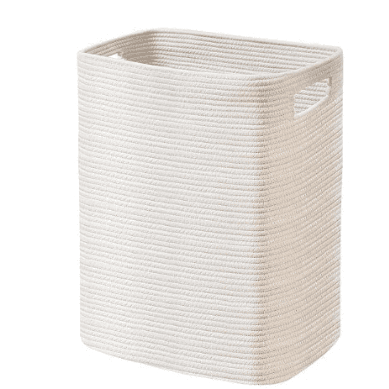 16"x13"x22" - Tall Woven Laundry Basket, Cotton Rope Dirty Clothes Hamper, Baby Kids Nursery Wicker Laundry Basket, Bedroom Aesthetic, Soft Laundry Bin, White Hamper, 75L