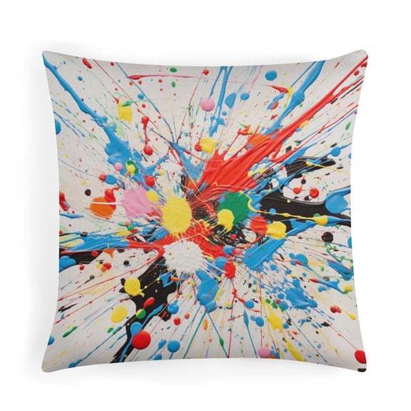 16"x16" Cushion Covers Colorful Splatters Decorations Pillow Covers Purple Paint Color Blue Splatter Splash Splat Spray Drop Decor Pillows Cushion Case for Sofa Couch