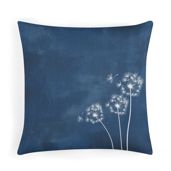 16"x16" Cushion Covers Vintage Flowers Dandelion Decorations Pillow Covers Blue Dandelion White Flower Flora Plant Pillows Decorative Throw Pillows Pillowcase for Couch Sofa Bedroom Car Living Room