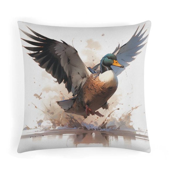 16"x16" Pillow Cases Mallard Fly Water Decorative Square Pillowcase Cushion Case Mallard Water Hauser Fowl Lake Nature Green Bill Bird Spring Pillow Covers Home Sofa Decor Pillowcase