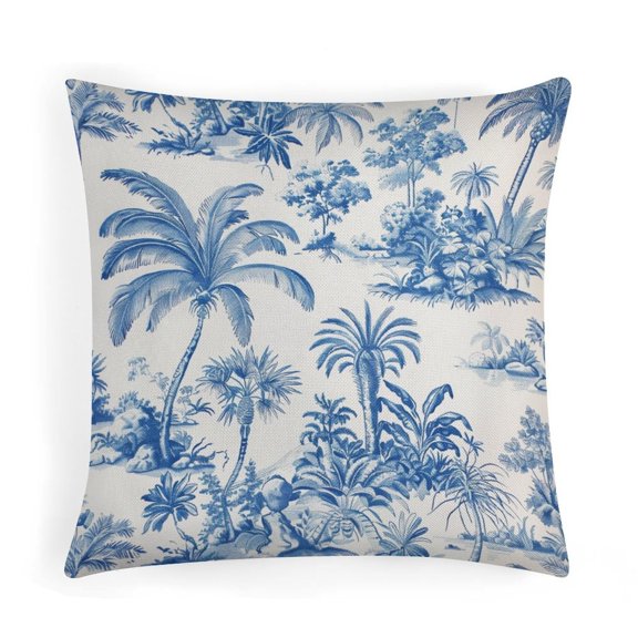 16"x16" Pillowcase Indigo Blue Palm Trees Decorative Throw Pillow Covers Tropical Blue Palm Trees Pillows Decorative Throw Pillows Decor for Sofa Couch