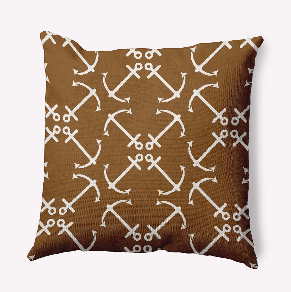 16"x16" Simply Daisy Anchors Up Poly Accent Pillow, Brown Qty 1