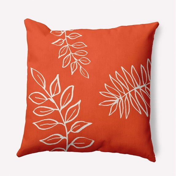 16"x16" Simply Daisy Fern Leaves Poly Indoor/Outdoor Pillow, Orange Qty 1