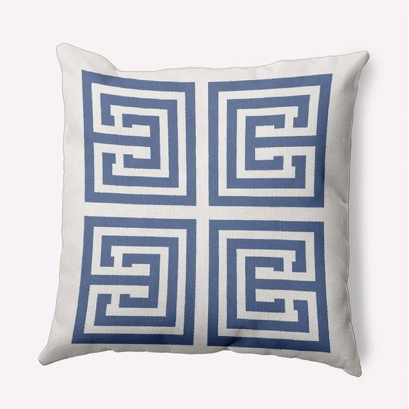 16"x16" Simply Daisy Greek Key Poly Accent Pillow, Blue Qty 1