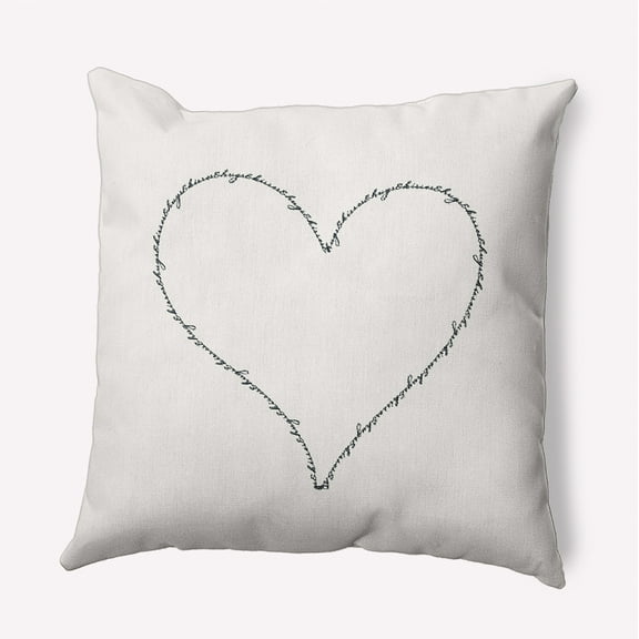 16"x16" Simply Daisy Hugs & Kisses Heart Poly Accent Pillow, Black-White Qty 1